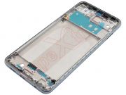Carcasa frontal / chasis intermedio con marco blanco / plateado "Glacier white" para Xiaomi Redmi Note 9S, M2003J6A1G / Xiaomi Redmi Note 9 Pro, M2003J6B2G